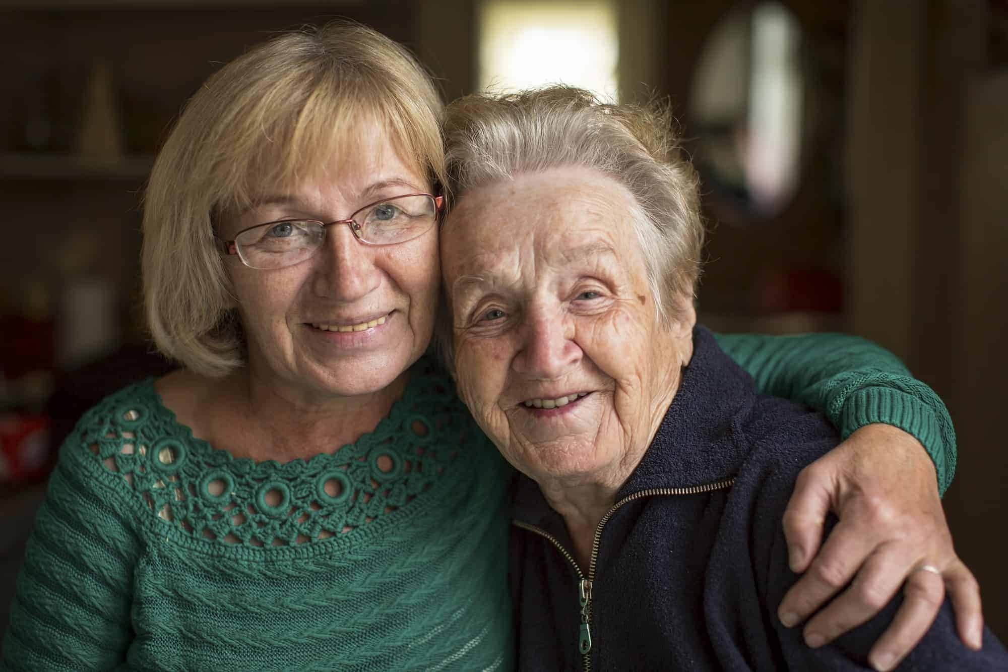 Elderly Daughter with Elderly Mother