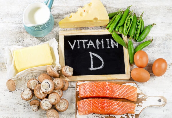 Foods rich with Vitamin D lying on a table