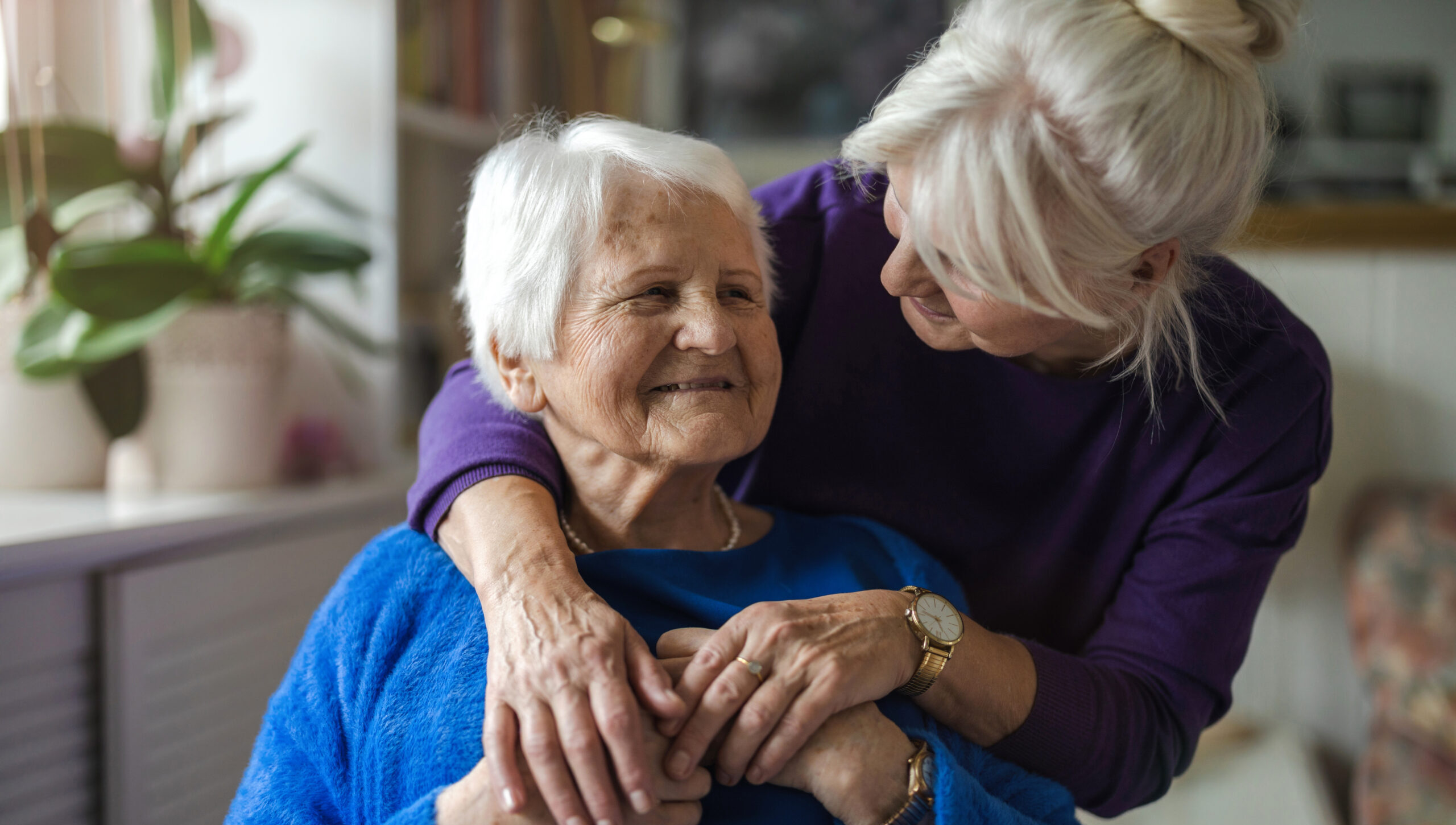 senior mother and daughter
