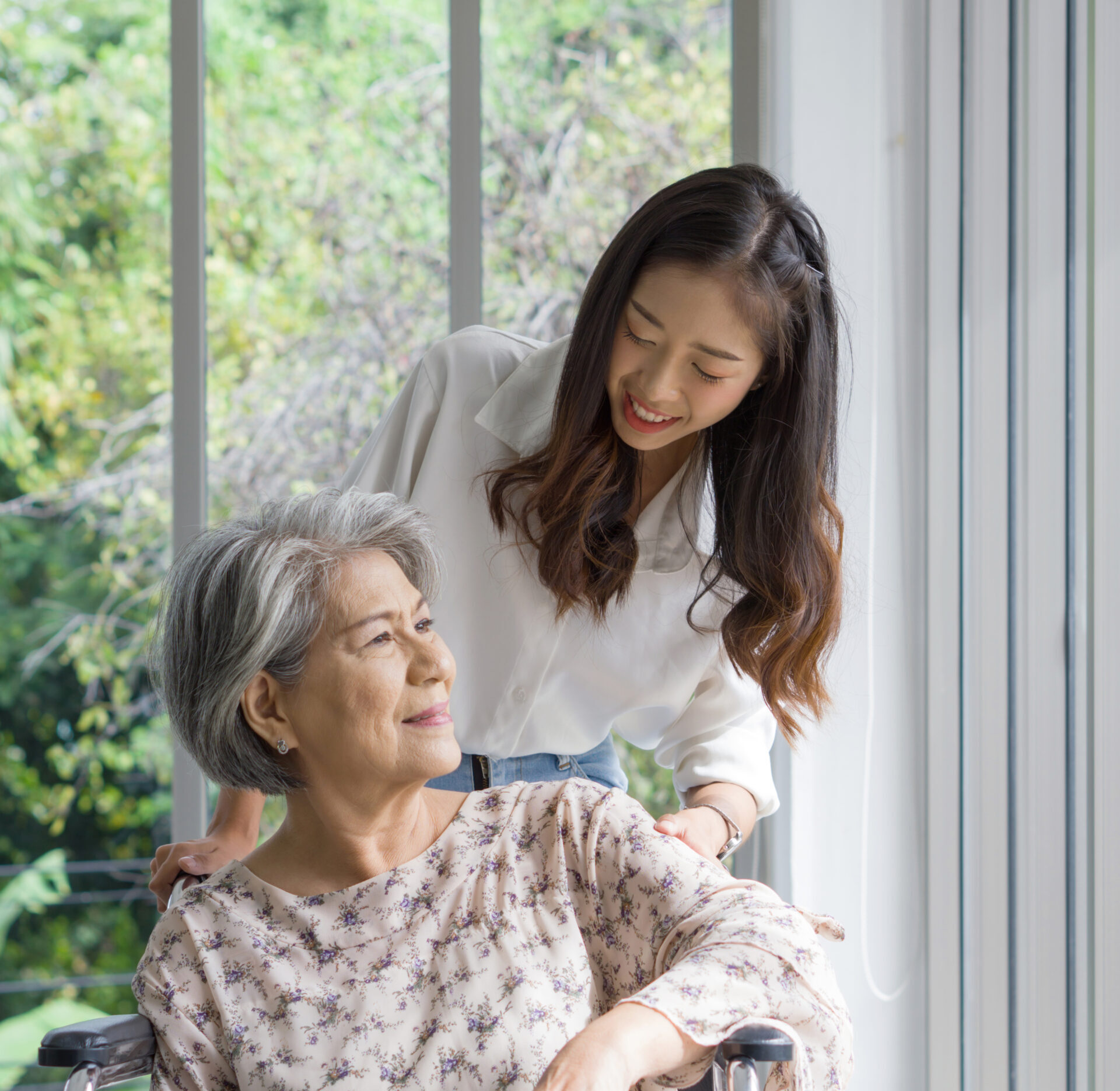 senior mother and daughter