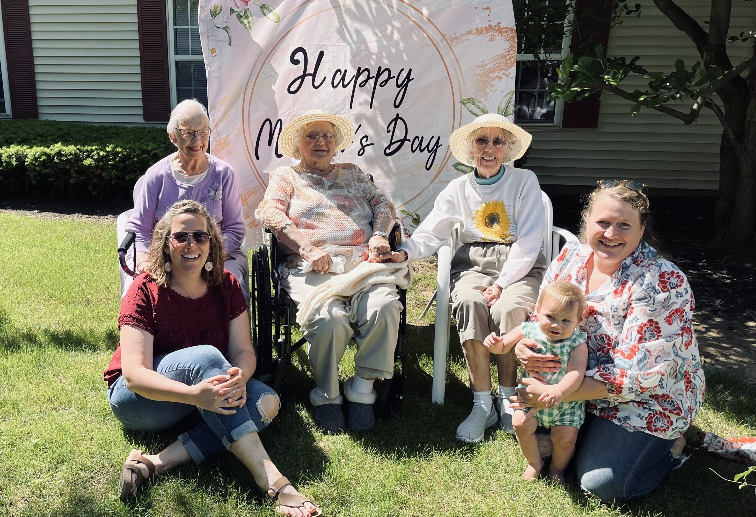 seniors smiling together for mothers day