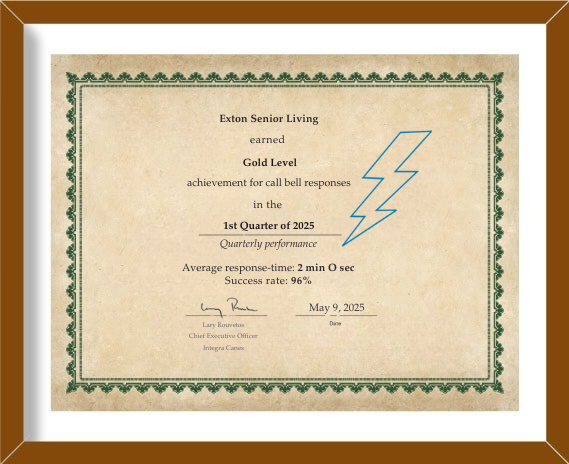 Exton Senior Living - Gold Call Bell - New Background - Palatino