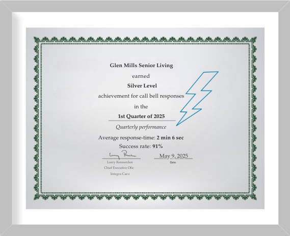 Glen Mills Senior Living - Silver Call Bell - New Background - Palatino