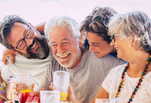 group of seniors laughing together