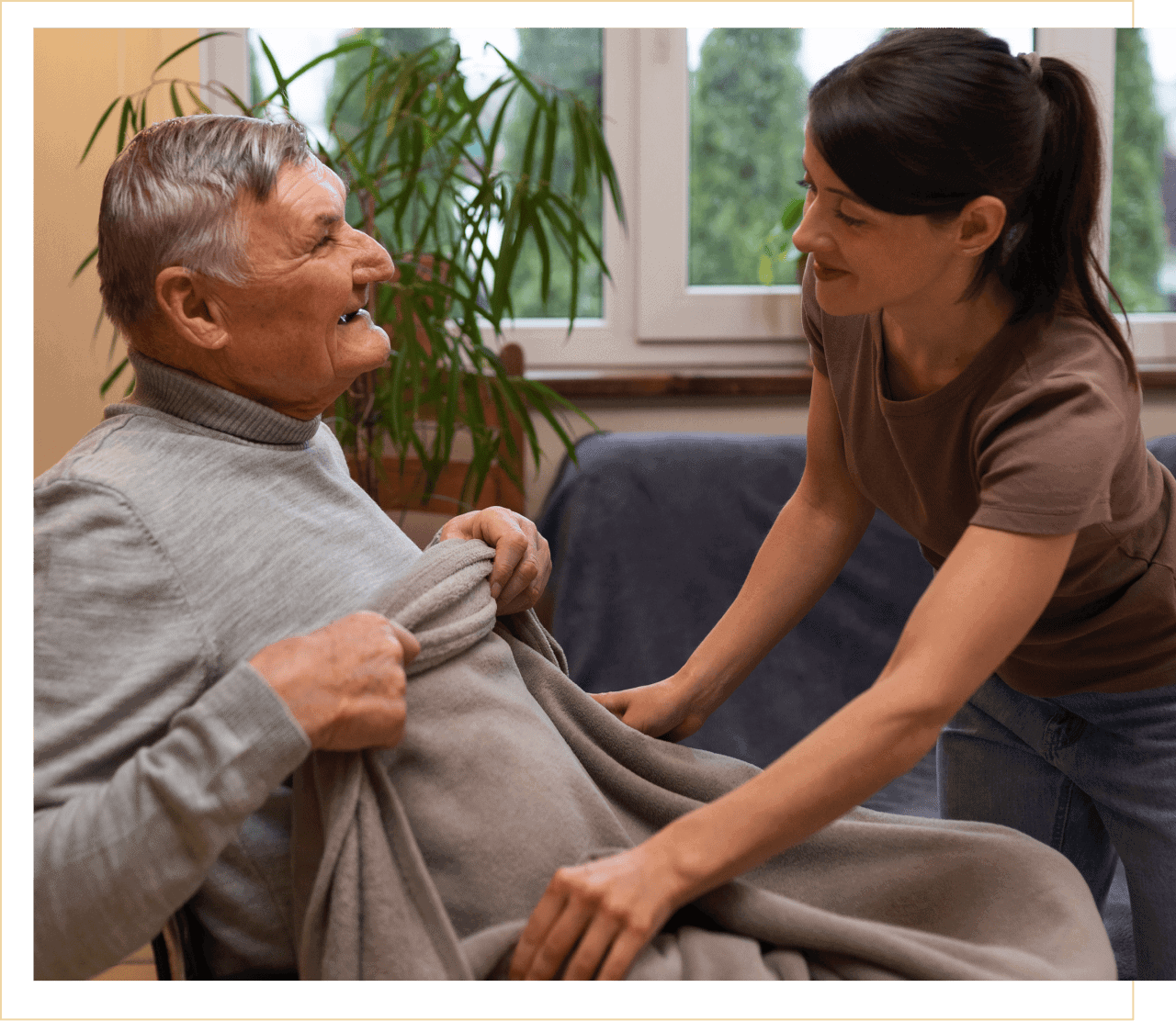 Caregiver with a male resident