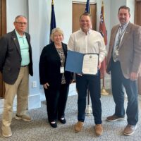 Bedford County Commissioners and Colonial Courtyard LifeStages Director Tyler Mizak hold proclamation declaring September 10, 2025 as ‘Older People Are Cool Day