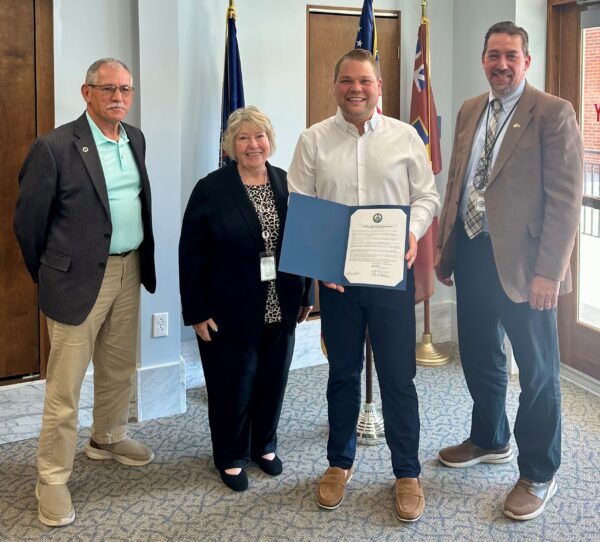 Bedford County Commissioners and Colonial Courtyard LifeStages Director Tyler Mizak hold proclamation declaring September 10, 2025 as ‘Older People Are Cool Day