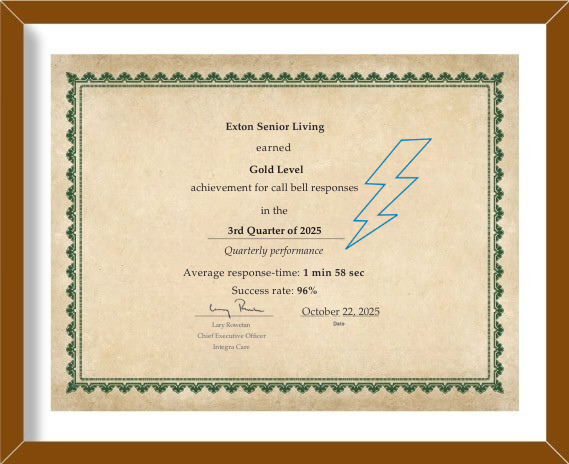 Exton Senior Living Achieves IntegraCare Gold Level Callbell Response 