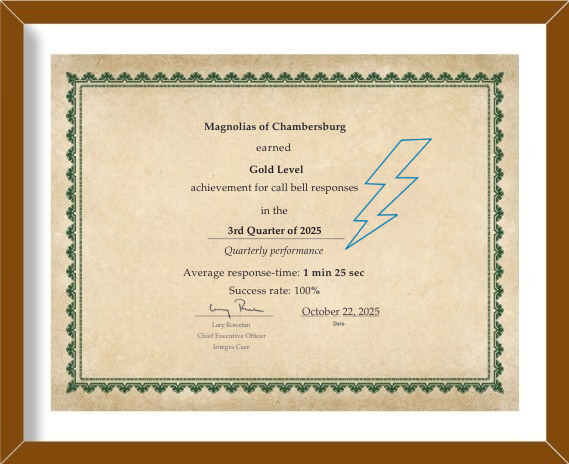 Magnolias of Chambersburg attains Gold Level Callbell Response Time