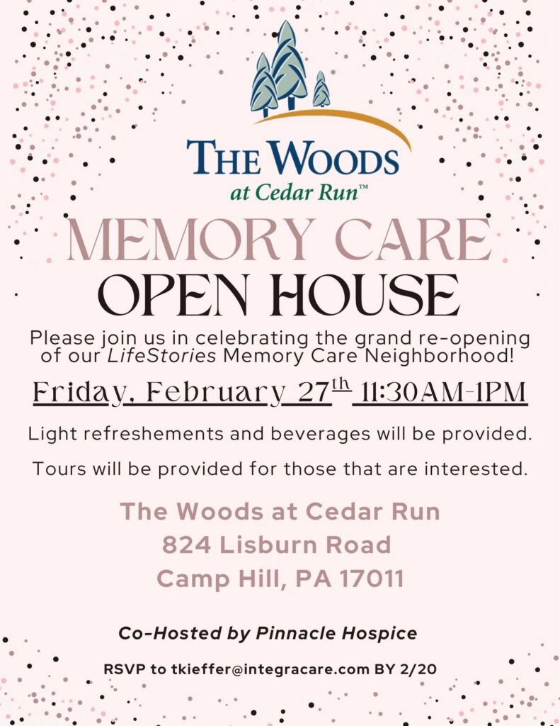 The Woods at Cedar Run to Celebrate Grand Re-Opening of LifeStories Memory Care with Feb. 27 Open House