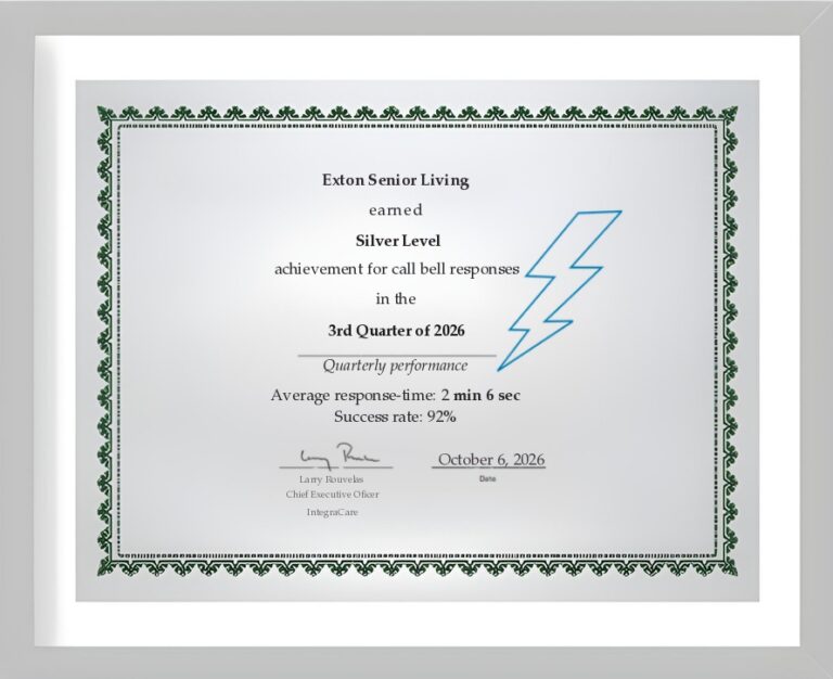 Exton Senior Living silver callbell award Q3 2026