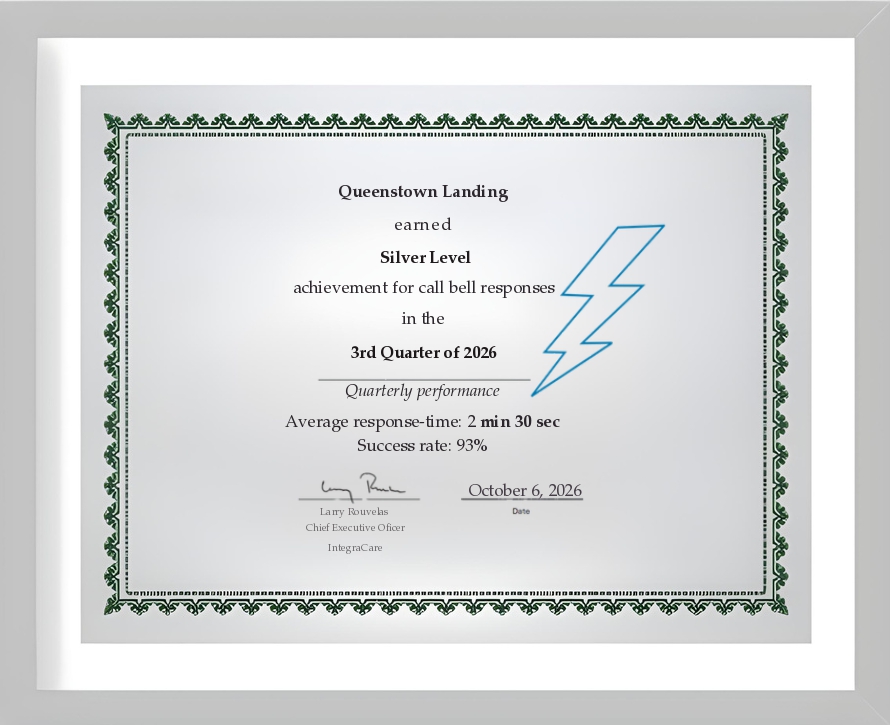 Queenstown Landing silver callbell award Q3 2026